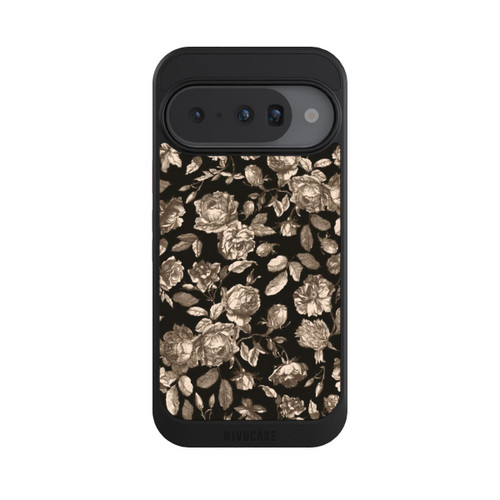 Google Pixel 10 NIVOcore Leinwand dunkle Blumen