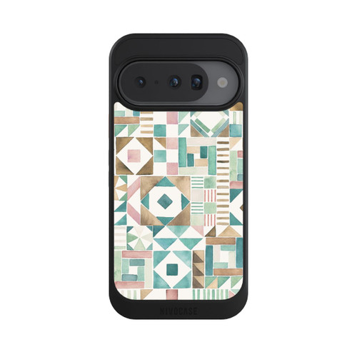 Google Pixel 10 NIVOcore Geometric Blocks Retro Vintage Patchwork Green