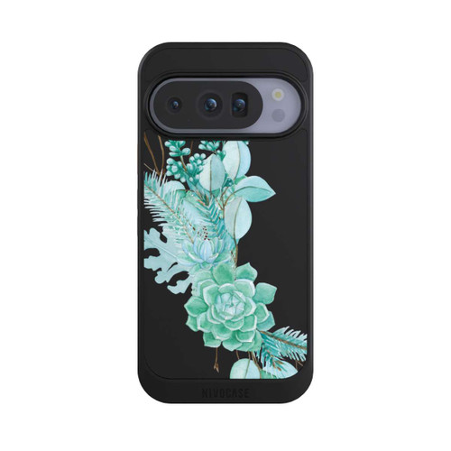 Google Pixel 10 Pro NIVOcore Fleurs Vertes Menthes Transparent
