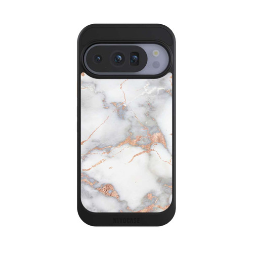Google Pixel 10 Pro NIVOcore Weißer und goldener Marmorlook