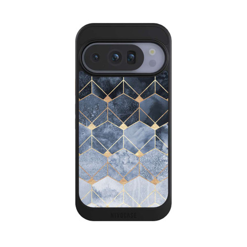Google Pixel 10 Pro NIVOcore Blaue Sechsecke und Diamanten Golddruck