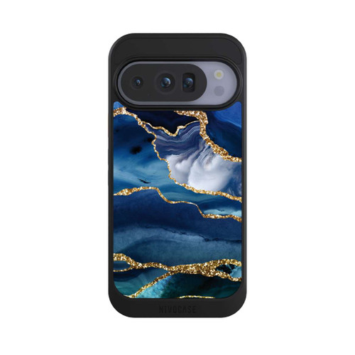 Google Pixel 10 Pro NIVOcore Aspect marbre bleu pailleté doré