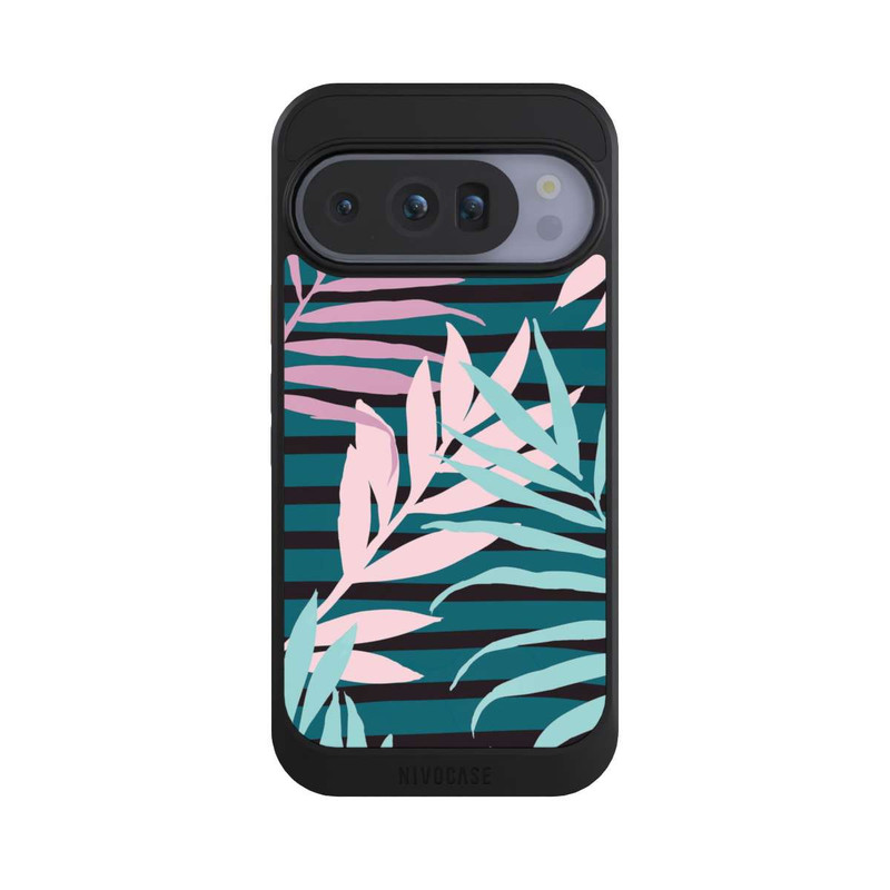 Pixel 10 Pro NIVOcore Pastell-Dschungelblätter rosa blaugrün