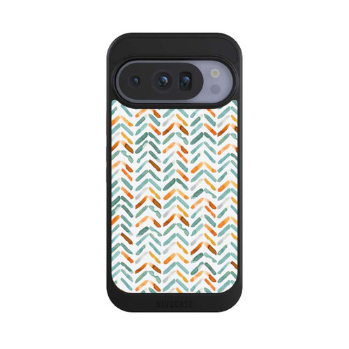 Google Pixel 10 Pro NIVOcore Elegantes Herbstchevron Blau Orange