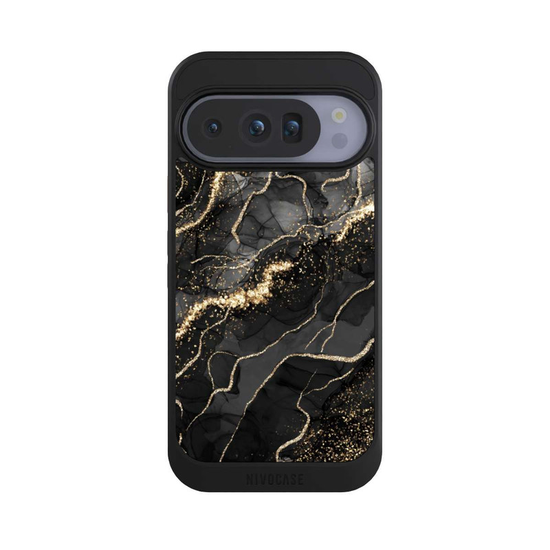 Pixel 10 Pro NIVOcore Look Spirales de Marbre Sombre & Or