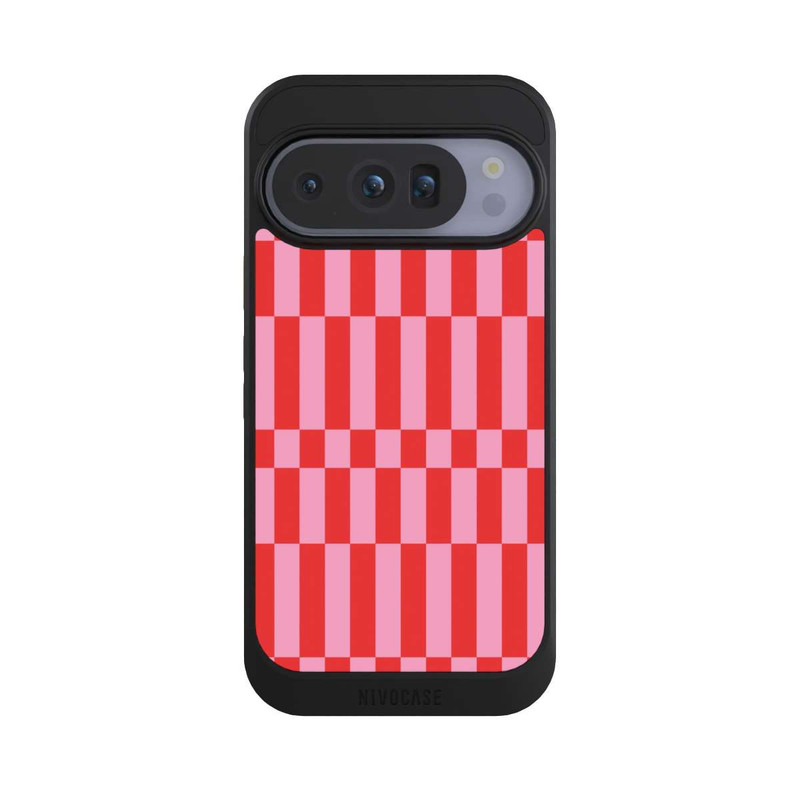 Pixel 10 Pro NIVOcore Checked Abstract Bold Coral Red and Pink Color Block