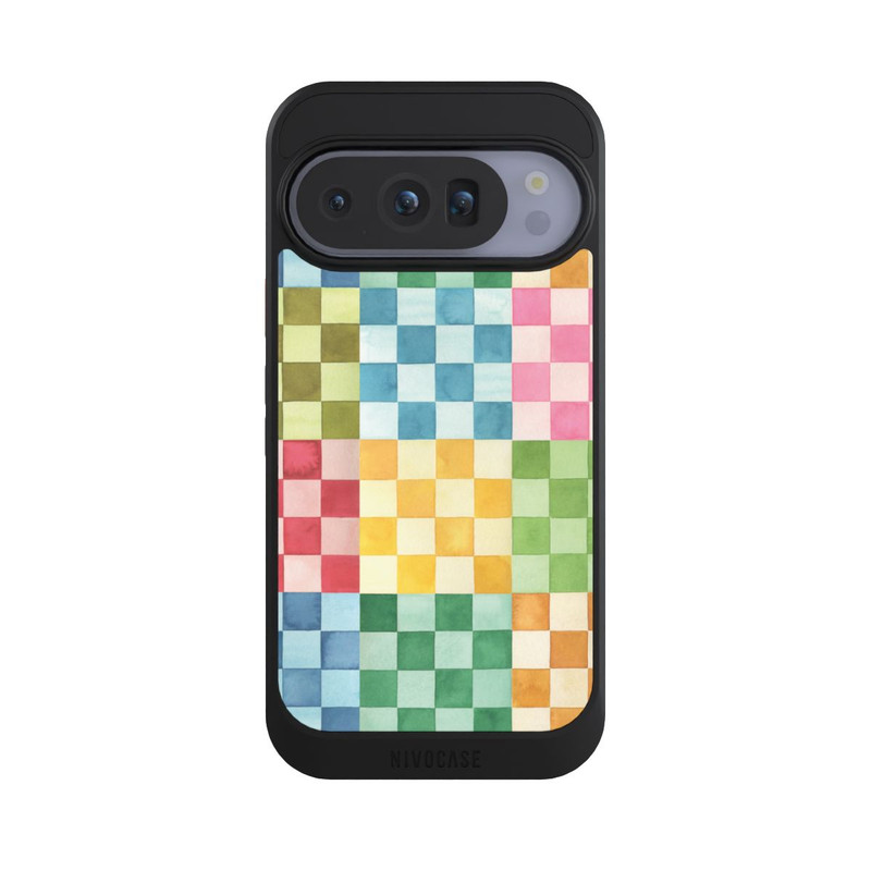 Pixel 10 Pro NIVOcore Checkerboard Watercolor Chess Geometric Red