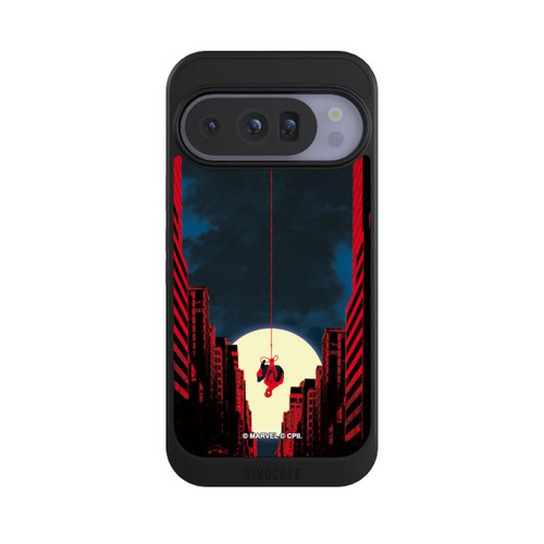 Google Pixel 10 Pro NIVOcore Spider-Man Marvel between Skyscrapers