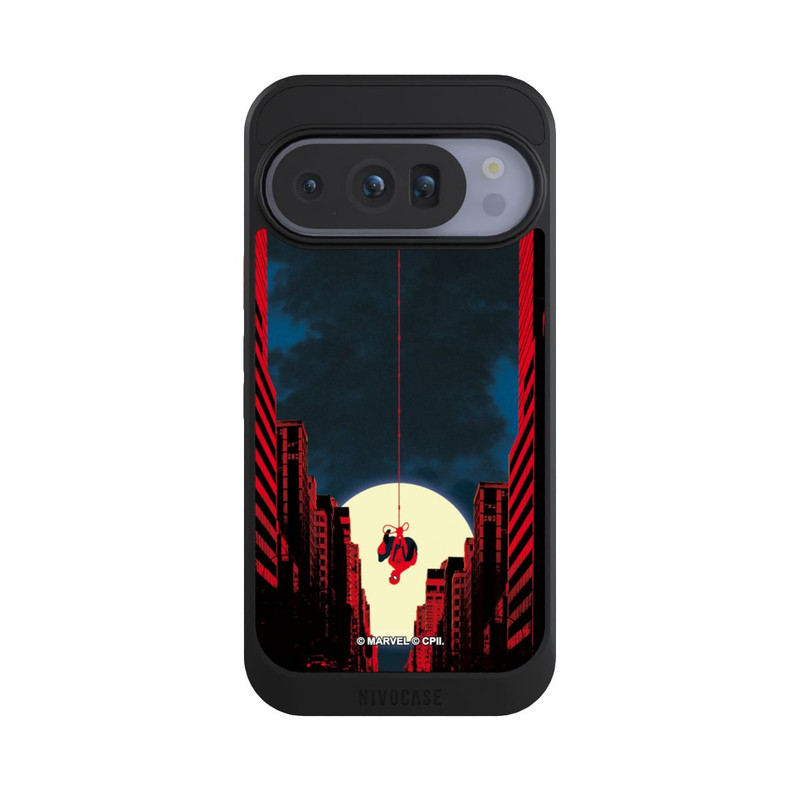 Pixel 10 Pro NIVOcore Spider-Man Marvel between Skyscrapers