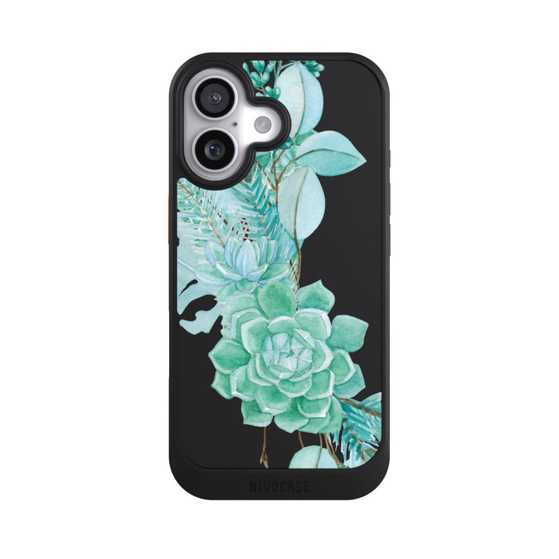 iPhone 17 NIVOcore Sukkulenten Blumen Mintgrün Transparent