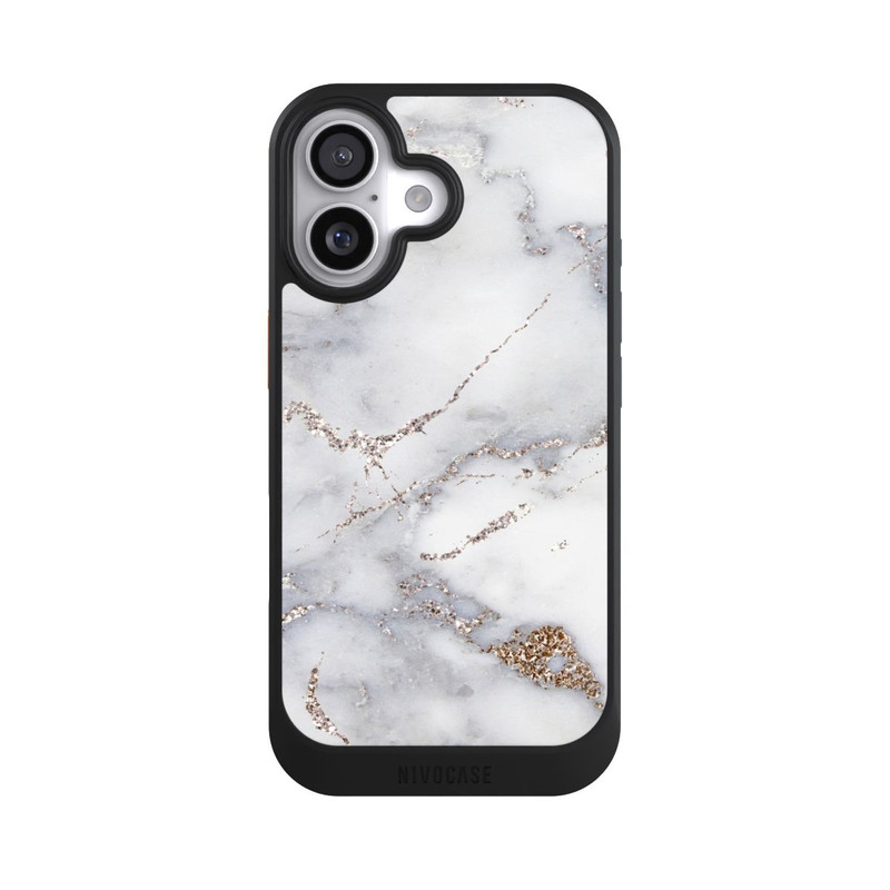 iPhone 17 NIVOcore Silberglitzer Marmorlook