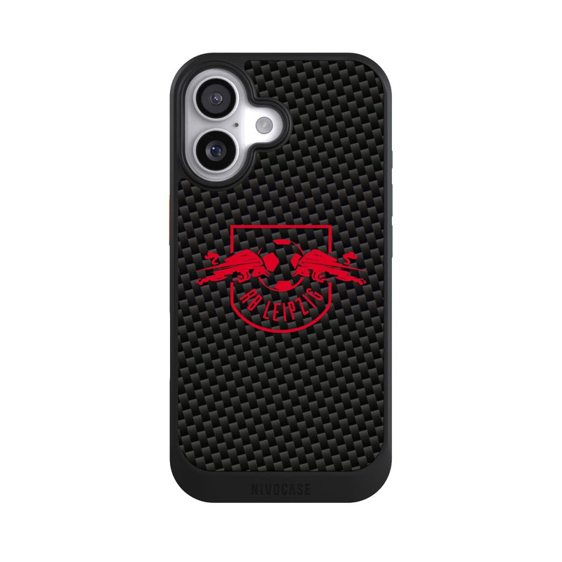 iPhone 17 NIVOcore Rotes RB Leipzig Logo auf Carbonoptik