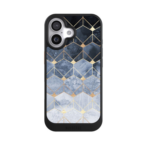  NIVOcore Blaue Sechsecke und Diamanten Golddruck