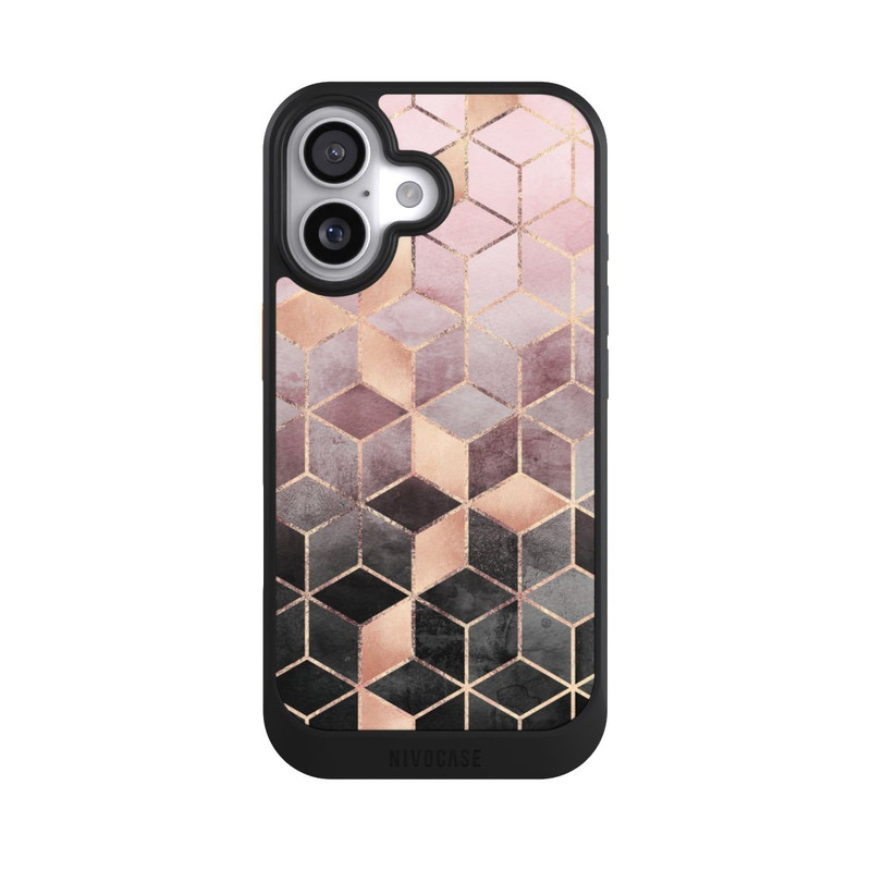 iPhone 17 NIVOcore Imprimé Cubes Dégradés Gris Rose