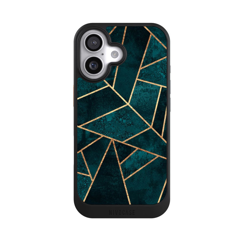 iPhone 17 NIVOcore Tief Blaugrün Stein Gold Druck