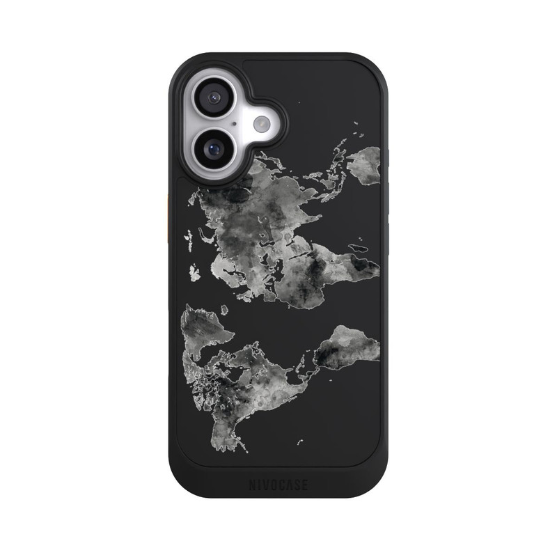 iPhone 17 NIVOcore Carte du monde noire transparente