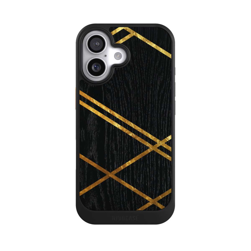 iPhone 17 NIVOcore Schwarzes geometrisches Muster Goldene Streifen