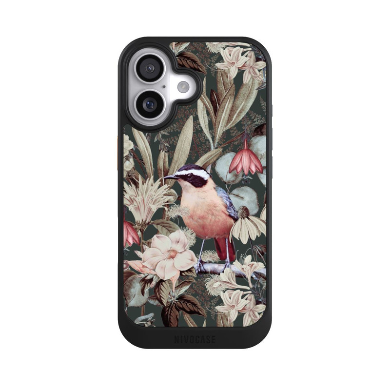 iPhone 17 NIVOcore Oiseau orange à motif de fleurs vintage
