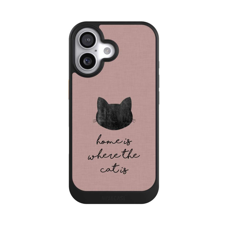 iPhone 17 NIVOcore Home Is Where The Cat Is - Black on Pink
