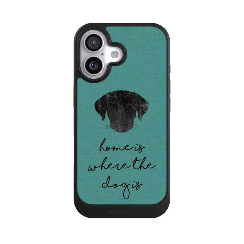 iPhone 17 NIVOcore Home Is Where The Dog Is - Schwarz auf Türkis