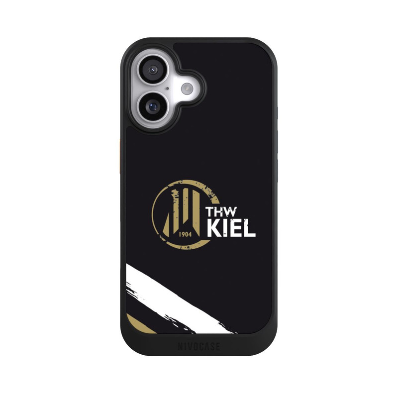 iPhone 17 NIVOcore THW Kiel Logo und Streifen Gold
