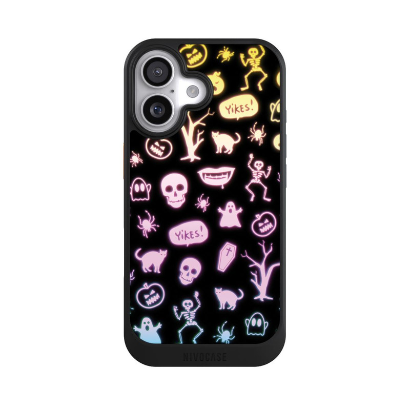 iPhone 17 NIVOcore Neon Halloween Aufkleber Schwarzer Hintergrund