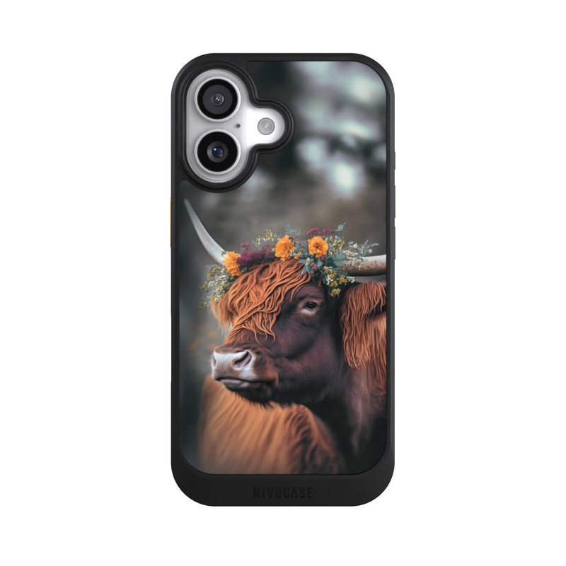 iPhone 17 NIVOcore Hochland Rind mit Blumen mit KI