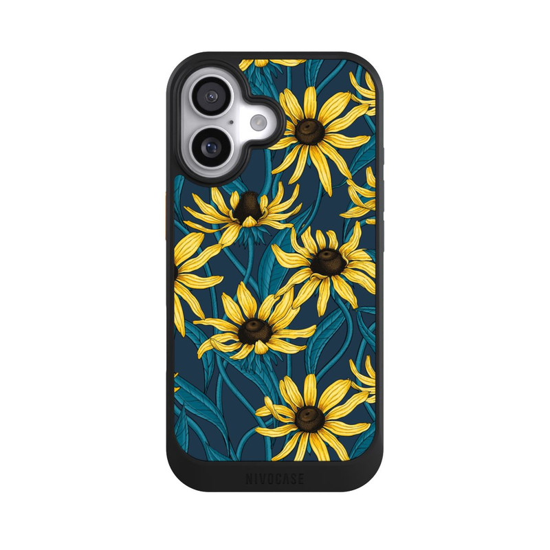 iPhone 17 NIVOcore Sunflowers Pattern Dark Illustration