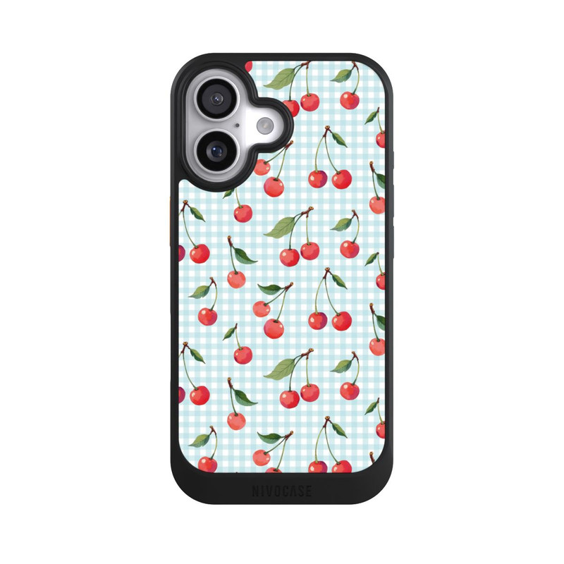 iPhone 17 NIVOcore Cherries and Blue Gingham