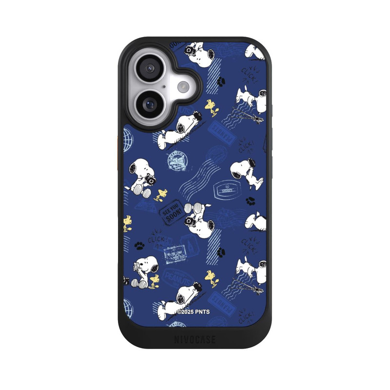 iPhone 17 NIVOcore Peanuts Travel Stamps Pattern Blue