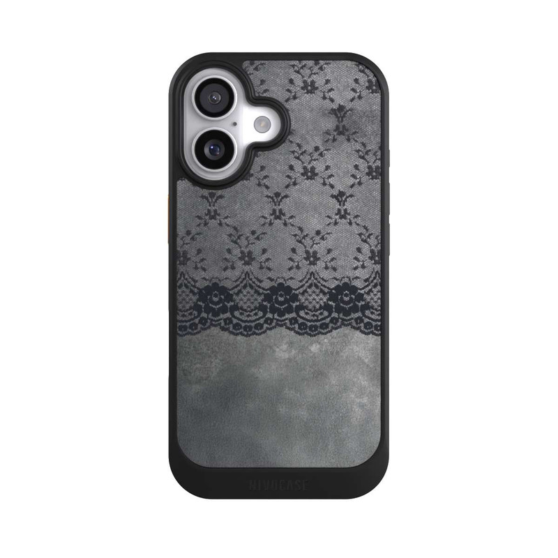 iPhone 17 NIVOcore Black Lace Pattern on a Grey Background