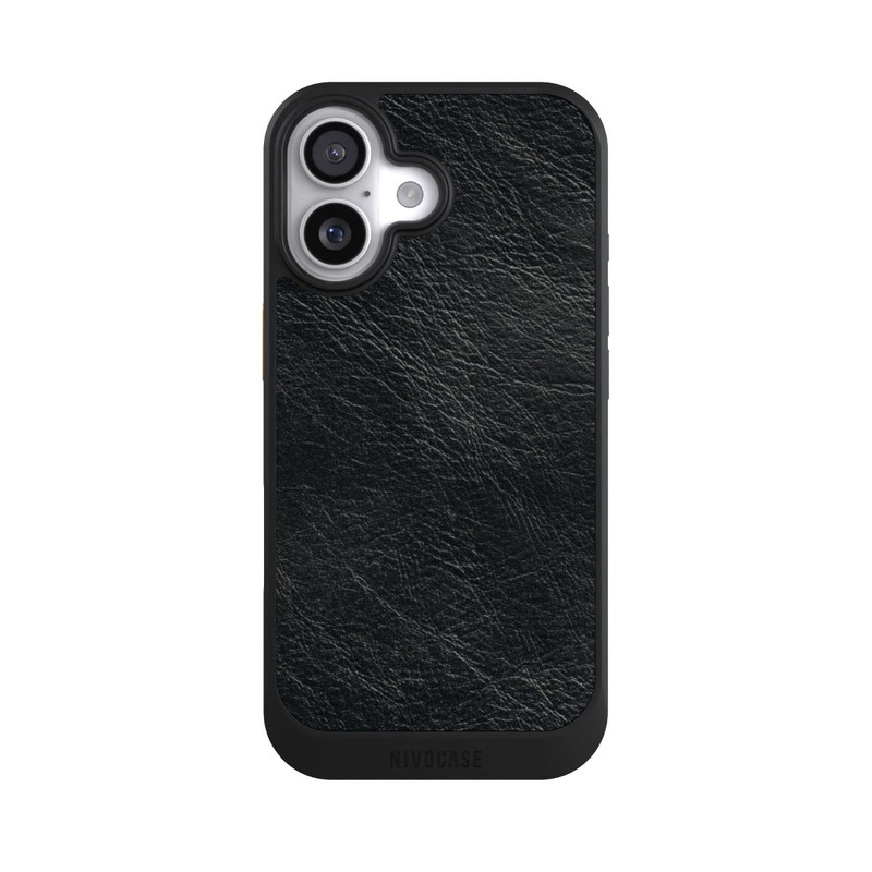 iPhone 17 NIVOcore Schwarzer Lederlook Hintergrund