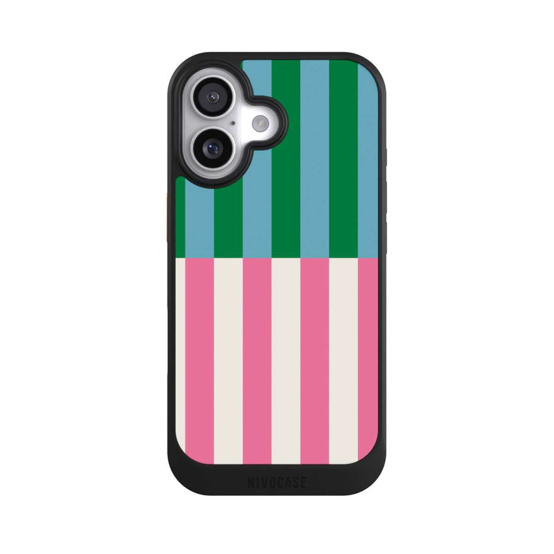 iPhone 17 NIVOcore Motif Rayé Vert Rose