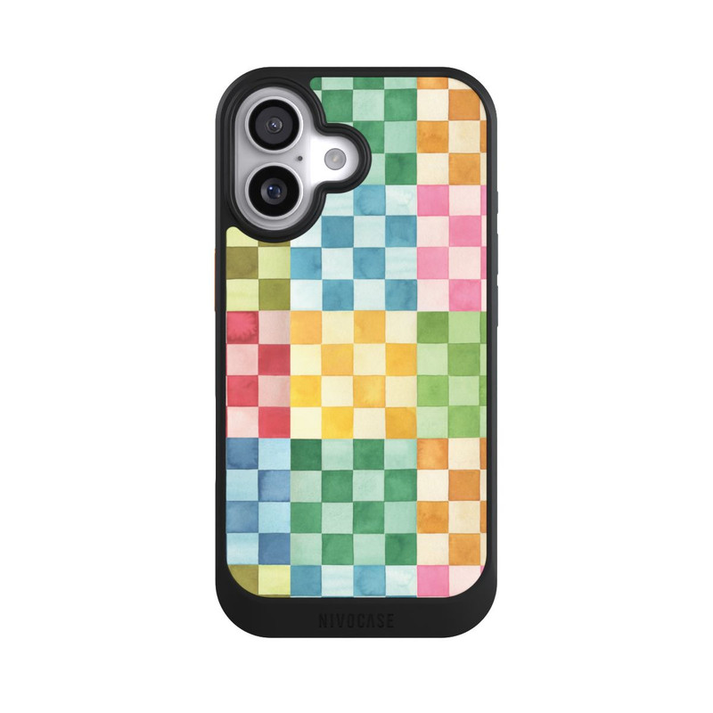 iPhone 17 NIVOcore Checkerboard Watercolor Chess Geometric Red
