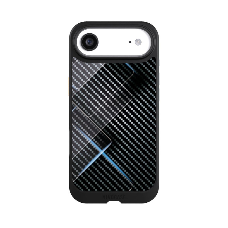 iPhone Air NIVOcore Blaue Linien auf Karbon
