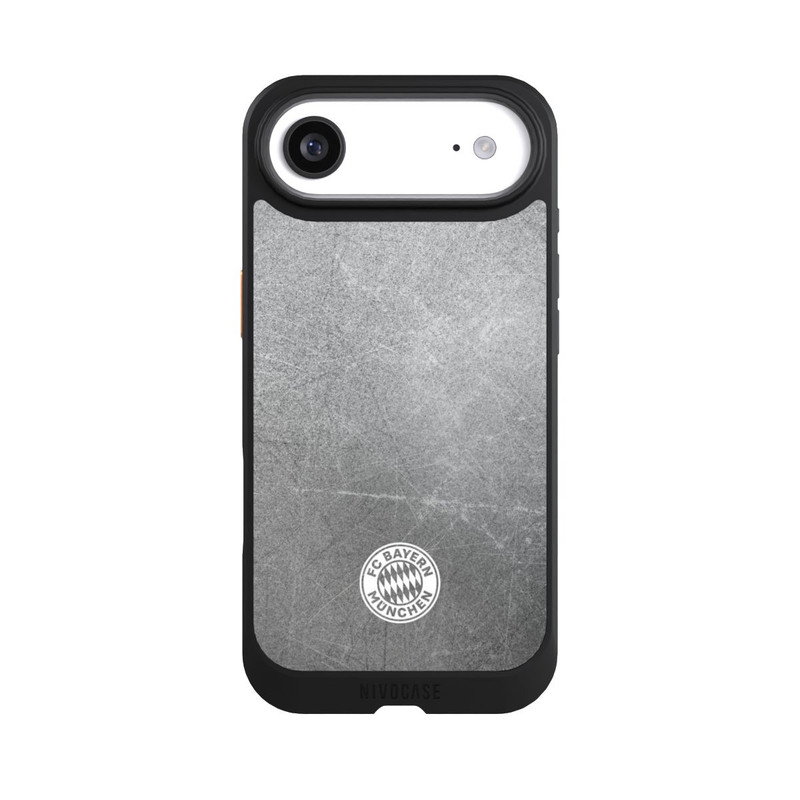 iPhone Air NIVOcore Klassisches FCB Logo Klein - Weiß auf Metalllook
