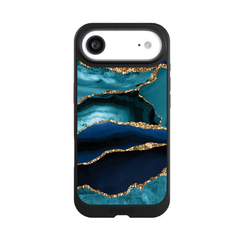 Apple iPhone Air NIVOcore Dark and Light Blue Marble Gold Glitter Look