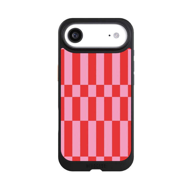 iPhone Air NIVOcore Checked Abstract Bold Coral Red and Pink Color Block
