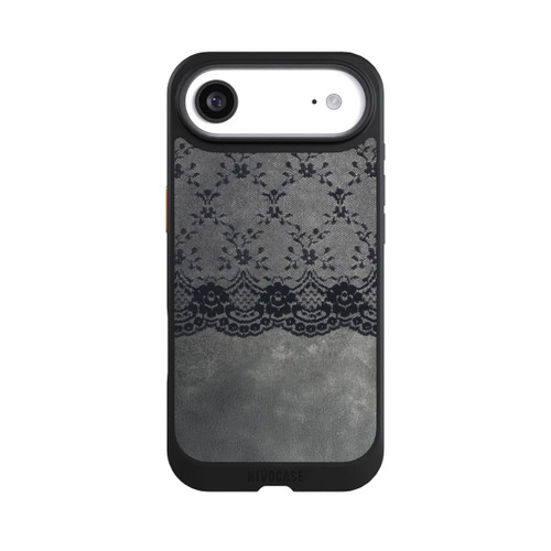 Apple iPhone Air NIVOcore Schwarzes Spitzenmuster auf grauem Hintergrund