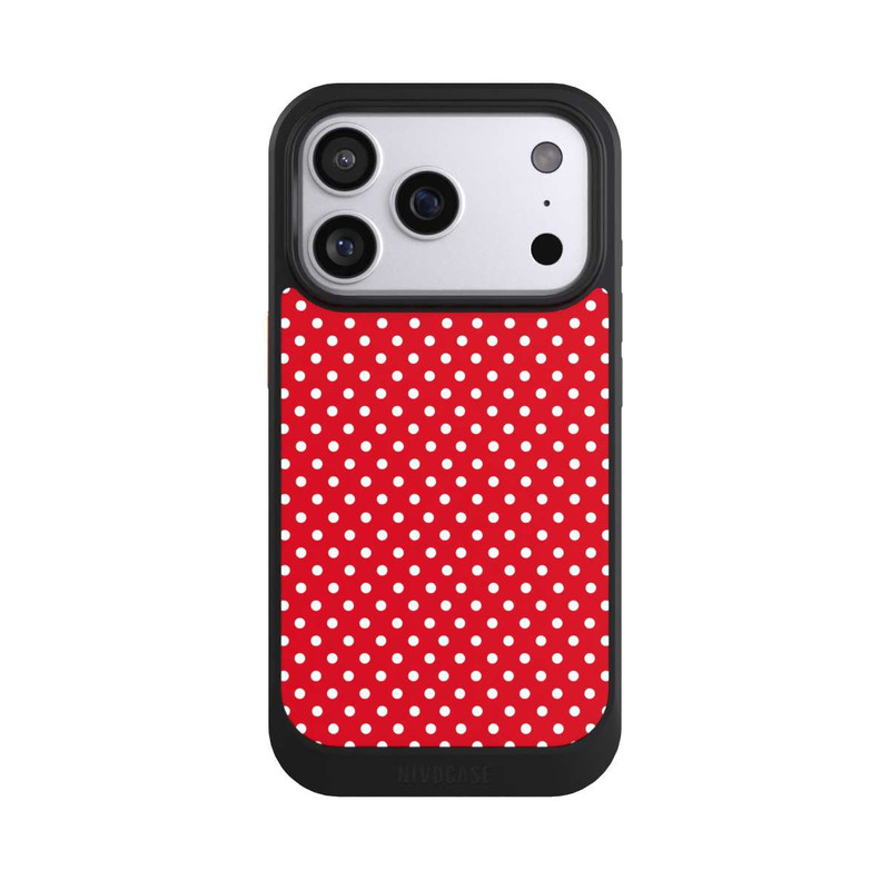 iPhone 17 Pro NIVOcore Polka Dots Dark Red and White
