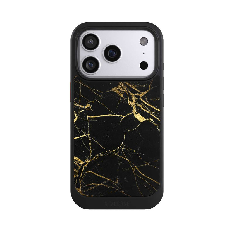 iPhone 17 Pro NIVOcore Schwarzgoldener Marmor-Look