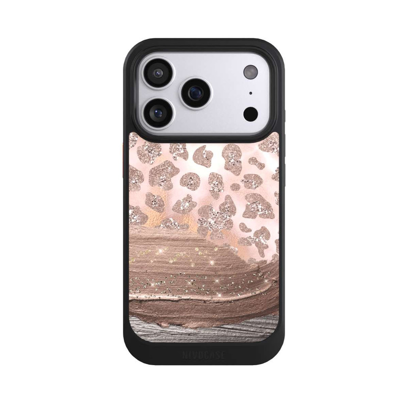 iPhone 17 Pro NIVOcore Léopard argenté pailleté