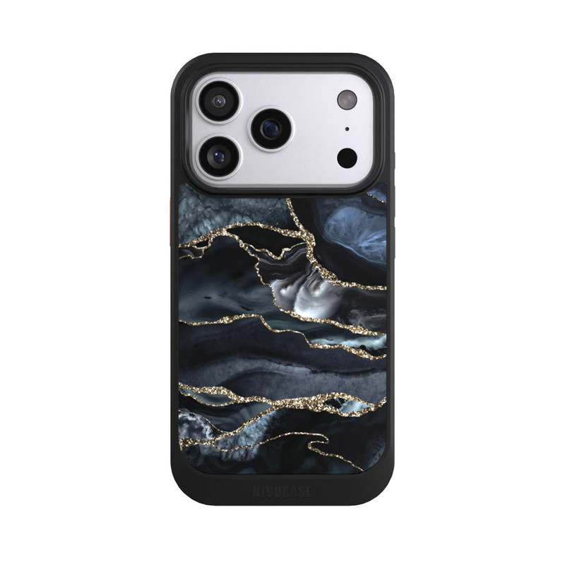iPhone 17 Pro NIVOcore Dunkler Marmor Gold Glitzerlook