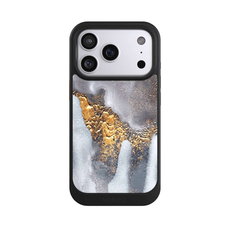 iPhone 17 Pro NIVOcore Beton-Gold-Glitzerlook