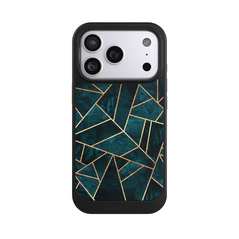 iPhone 17 Pro NIVOcore Tief Blaugrün Stein Gold Druck