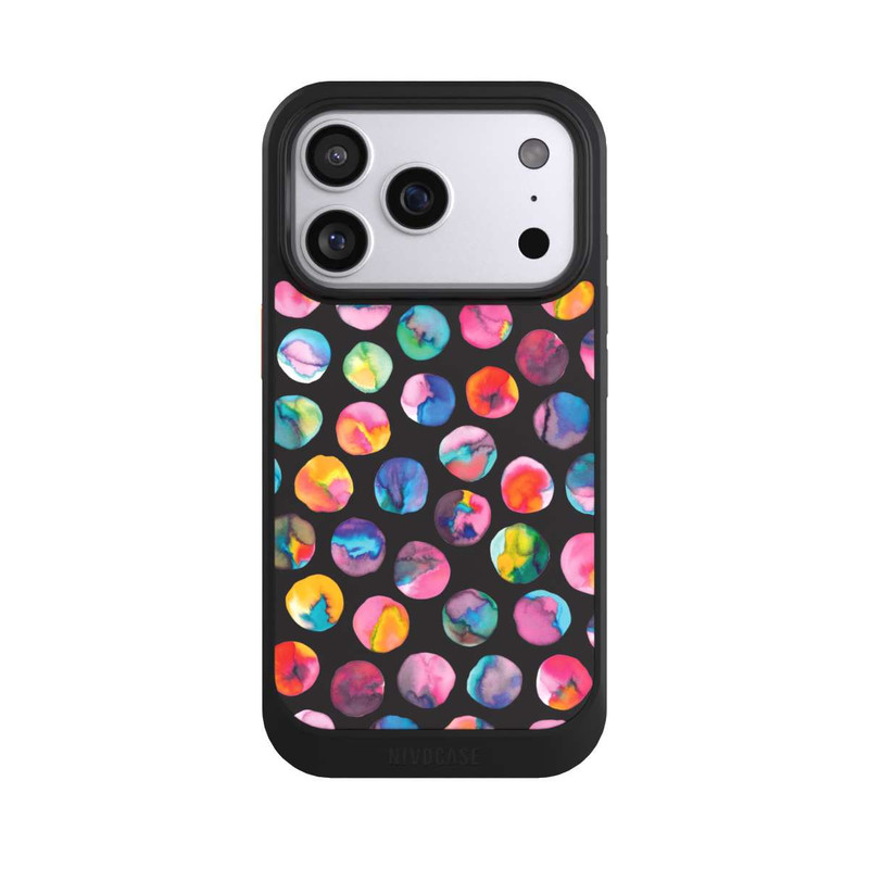 iPhone 17 Pro NIVOcore Bunte Tintenmurmeln Punkte Schwarz
