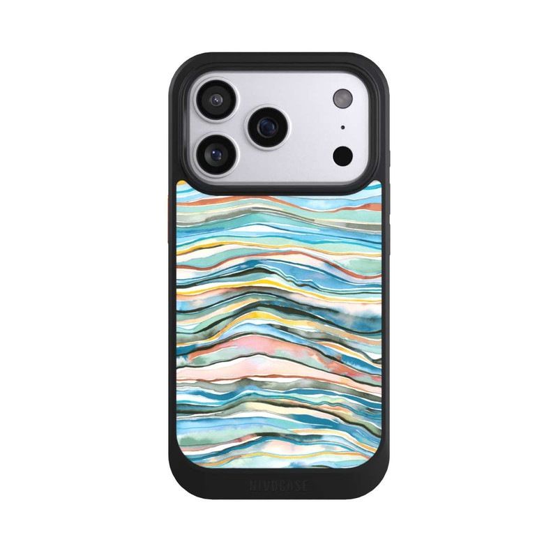 iPhone 17 Pro NIVOcore Watercolor Agate Layers Blue