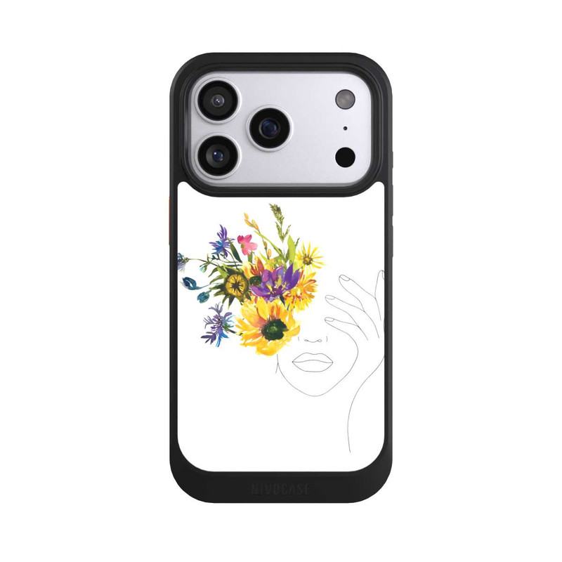 iPhone 17 Pro NIVOcore Line Art Frau Sonnenblumen