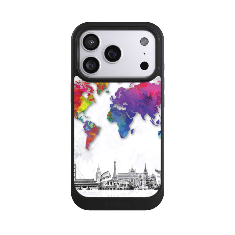 iPhone 17 Pro NIVOcore Carte du monde avec l'horizon