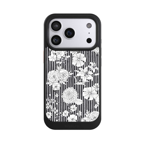 Apple iPhone 17 Pro NIVOcore Fleurs et rayures noir et blanc